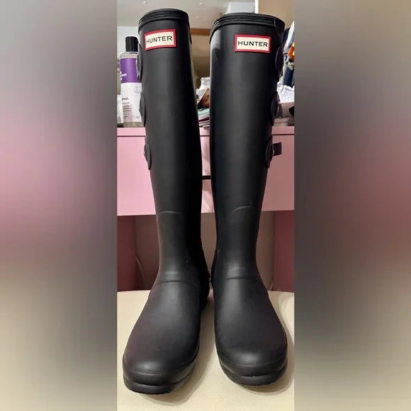 Hunter Original Tall Multi Buckle Boots Matte Black | Women’s Size 9 - Picture 1 of 4